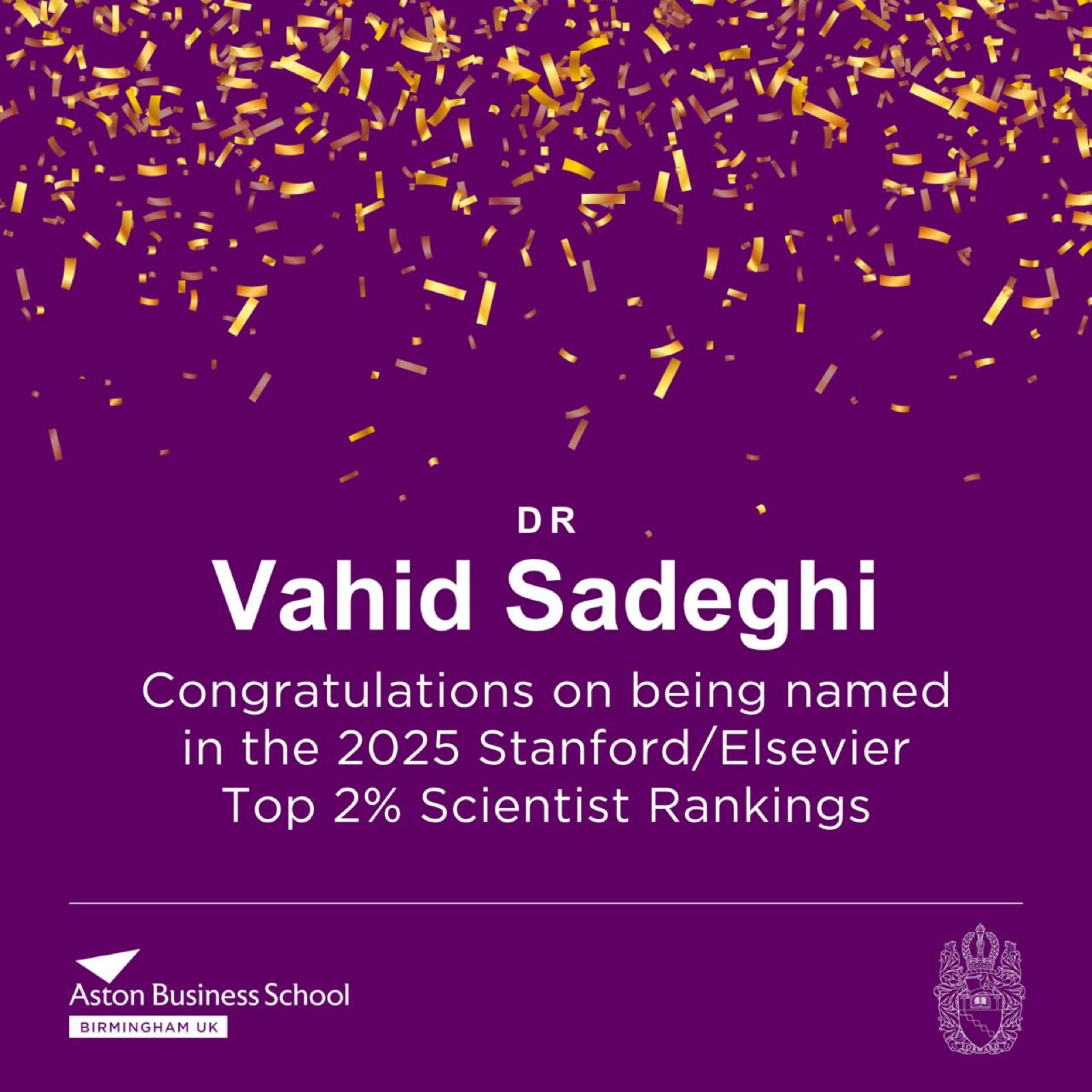 Named in the 2025 Stanford and Elsevier top two percent of scientists worldwide